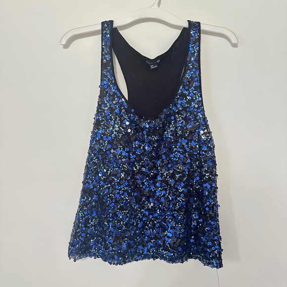 Sequin Blue and Black Tank Top - Picture 1 of 3